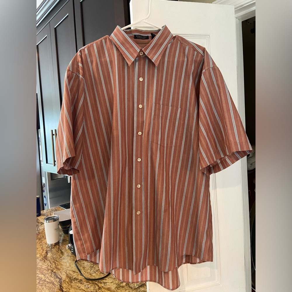 Van Heusen Striped Orange Button Up